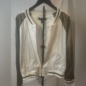 Suzy Shier White and Gray Bomber Jacket